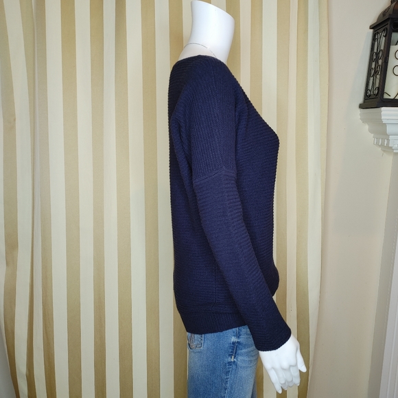 JCREW NAVY RIB-STITCH DOLMAN SWEATER, NAVY XS - Picture 5 of 11